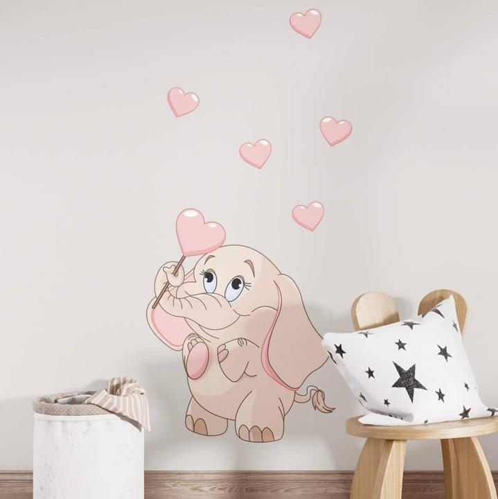 Image du produit Trenddeko Bébé éléphant avec des coeurs (60 x 80 cm)