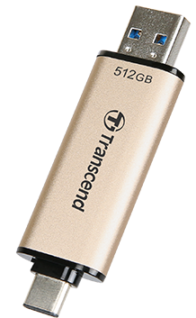 Actual product image Transcend JetFlash 930C USB flash drive 512 GB USB Type-A / USB Type-C 3.2 Gen 1 (3.1 Gen 1) Gold (512 GB, USB-C, USB-A, USB 3.2)