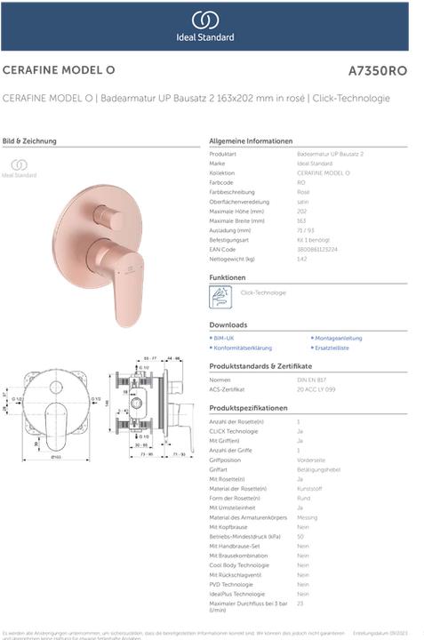 Productafbeelding Ideal Standard Badmengkraan UP Cerafine O 163x202 mm
