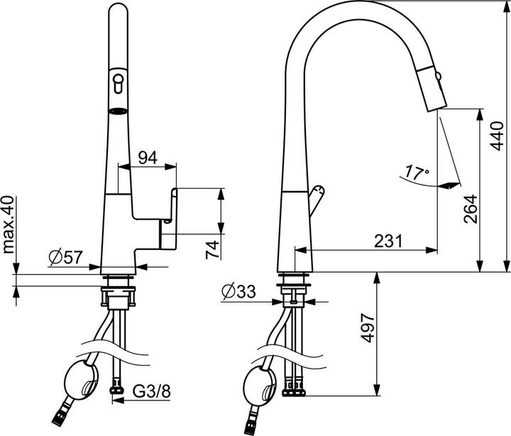Actual product image Hansa DESIGNO Style Comfort kitchen mixer tap, free-standing, 231mm projection, 5136228380