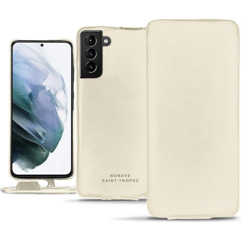 Noreve Lederschutzhülle vertikal (Samsung Galaxy S21+), Smartphone Hülle, Weiss