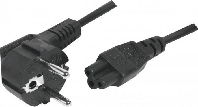 Produktbild Tecline Netzanschlusskabel, Schukostecker abgewinkelt an 3pol Buchse C5, schwarz, 3.0 m (3 m)