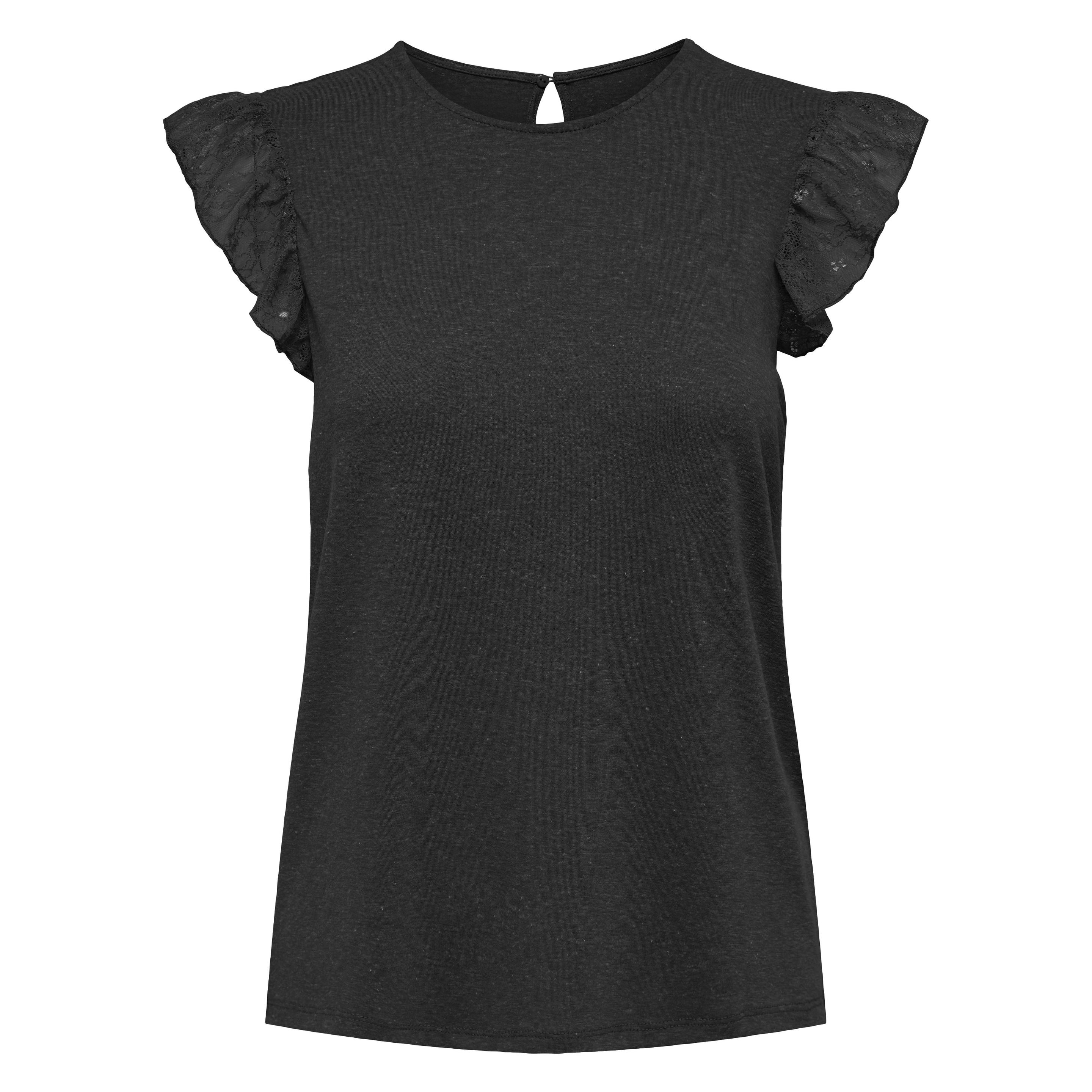 Only, Damen, Blusen, Onlaugusta Life S/S Mix Top Jrs, Schwarz, (M)