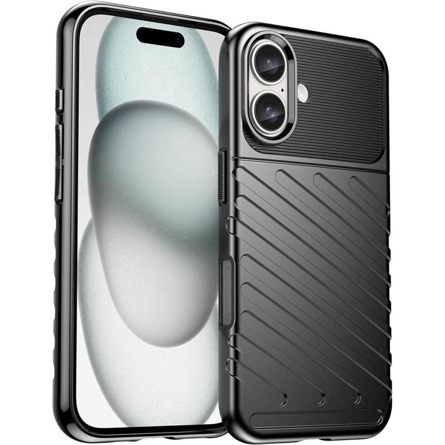 Hurtel Thunder Case iPhone 16 Silicone Case - Black (Apple iPhone 16), Smartphone Hülle, Schwarz