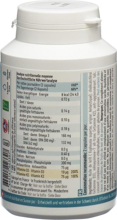 Nutritional values and ingredients B'Onaturis Krill OsteoFix 90 capsules (90 Piece, Capsules, 90 g)