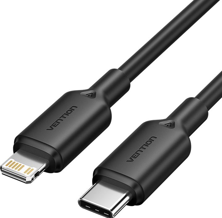 Produktbild Vention USB 2.0 Type-C Male to Lightning Male 3A Cable 2M Black PVC Type (2 m, USB 2.0, 27 W)