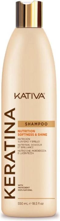 Actual product image Kativa Keratin Nutrition Shampoo 550ml Rebuilding Softness and Shine without Salt Sulfates and Parab (550 ml, Liquid shampoo)
