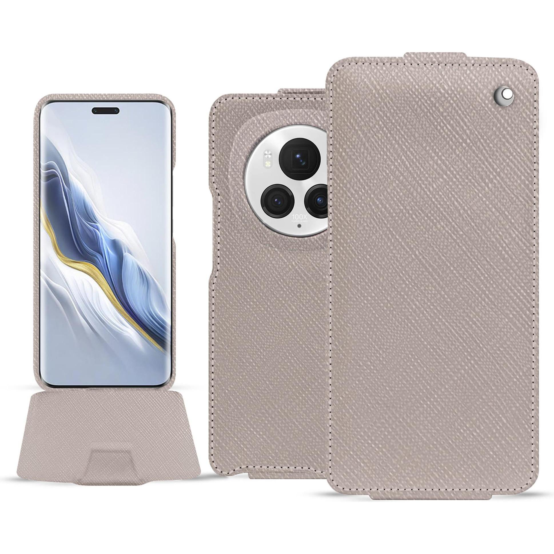 Noreve Lederschutzhülle vertikal (Honor Magic6 Pro), Smartphone Hülle, Beige