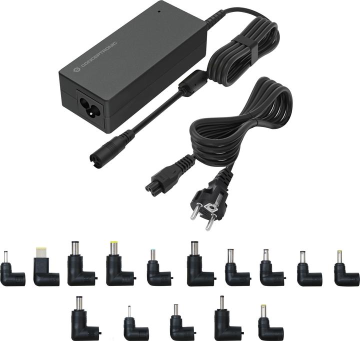 Conceptronic Uni. Notebook Netzteil inkl.15 Aufsätze 90W (90 W)