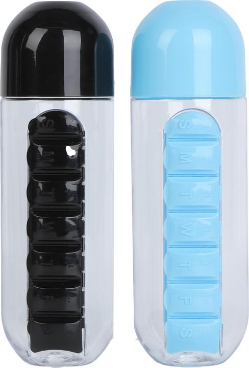 Actual product image Benson Care Drinking bottle with pill box 600 ml mix