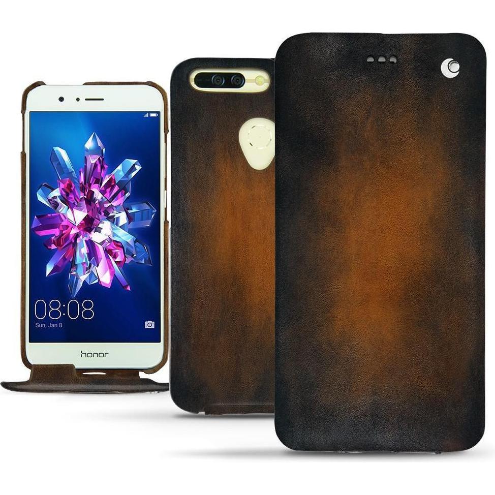 Noreve Lederschutzhülle vertikal (Honor 8 Pro), Smartphone Hülle, Braun