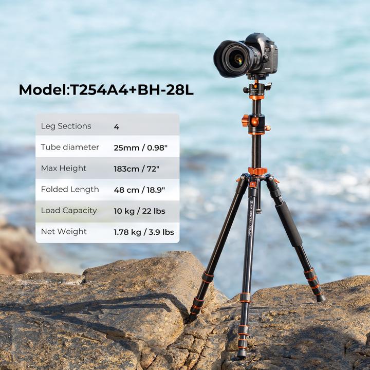 Produktbild K&F Concept T254A4+BH-28L Magnesium Aluminum Alloy Tripod (Metall)