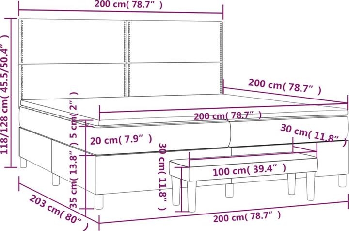 Produktbild vidaXL Boxspringbett (200 x 200 cm)