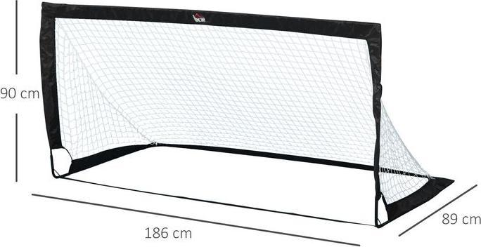 Produktbild Swisshandel24 Fussballtore, Fussballnetz, 2er Set Minitore, Faltbar, Stahl, Tetrolon, Schwarz, 186 x 90 x 89 cm