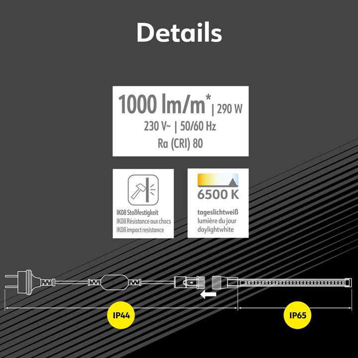 Produktbild Müller Licht MÜLLER-LICHT LED-Power Stripe 21600028, 25m, 10W, 1000lm, 6500K (Tageslicht, 2500 cm, Indoor, Outdoor)
