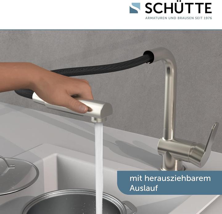 Actual product image Schütte Kitchen tap LONDON sink mixer stainless steel look Pull-out swivelling 79705