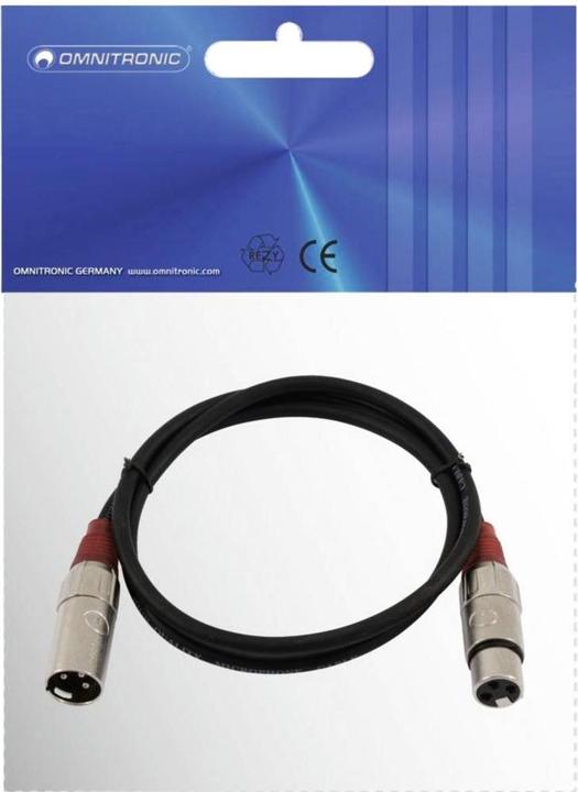 Image du produit Omnitronic Câble XLR 3 pôles 1,5m sw/rt (1.50 m, XLR)