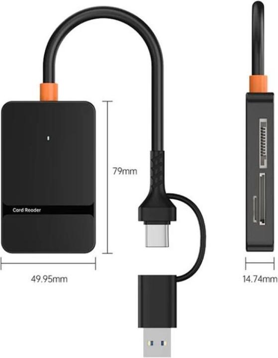 Produktbild PowerGuard 8-in-1 OTG USB-C USB-A to SD, MicroSD, CF, MS Cardreader Photo Adapter (USB-C)