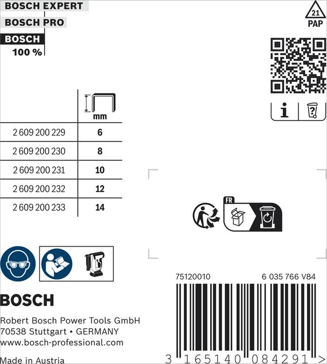 Produktbild Bosch Professional Zubehör Flachdrahtklammer Typ 57, 10,6 x 1,25 x 6 mm