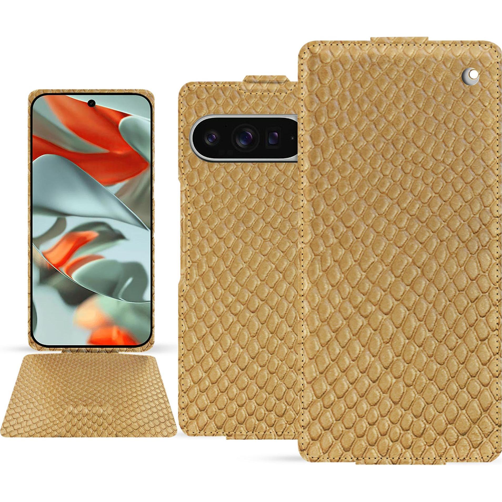 Noreve Lederschutzhülle vertikal (Google Pixel 9 Pro XL), Smartphone Hülle, Beige