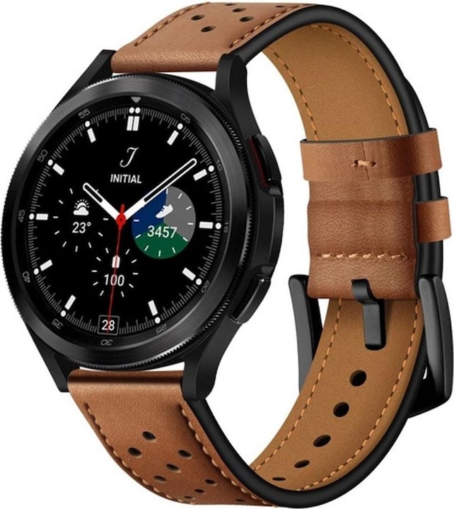 Produktbild Tech Samsung Galaxy 4 Smart Watch Lederarmband, Braun, 40/42/44/46m (40 mm, 42 mm, 44 mm, 46 mm, Echtes Leder)