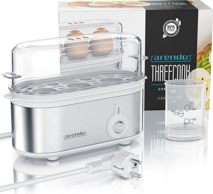 Produktbild Arendo Eierkocher 3-fach, Edelstahl, frei wählbarer Härtegrad, Anzahl Eier: 3 St., 210 W, Threecook