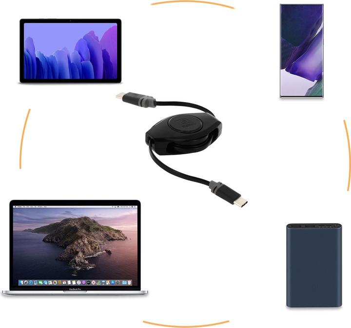 Produktbild ReTrak USB-C / USB-C Einziehbares Kabel (1 m, USB 2.0)