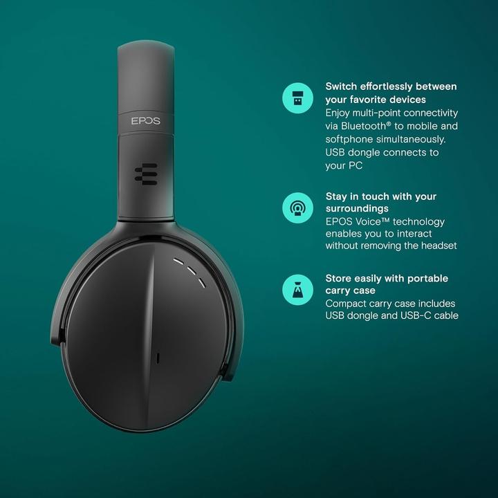 Actual product image EPOS Sennheiser Adapt 560 II (Wireless, USB-A, Avaya, Google Meet, Microsoft teams, Zoom)