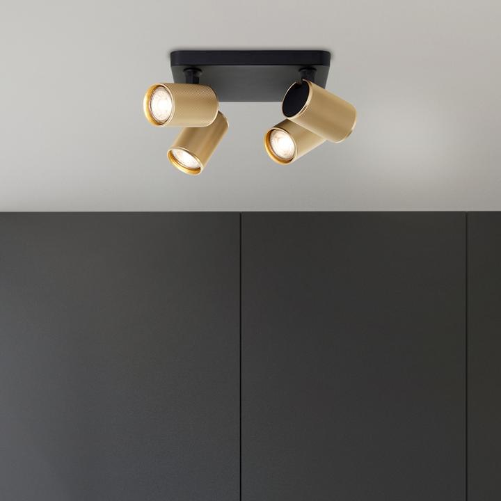 Actual product image Brilliant Plafondspot Marty GU10 4x5W 3000K - Zwart/Goudkleurig (345 lm, GU10)