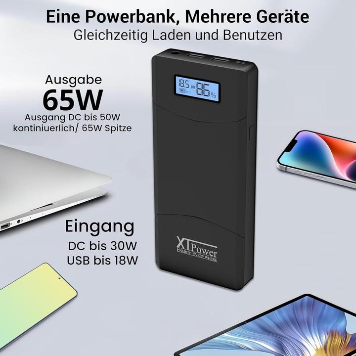 Actual product image Xpower XTPower XT-20000 QC3 Powerbank 20400 mAh Li-Ion USB, DC Jack 3.5mm Black (20400 mAh, 65 W, 75.48 Wh)
