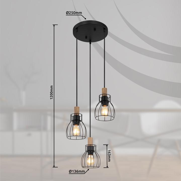 Produktbild Globo Hängeleuchte Mina schwarz matt 3xE27 (E27)