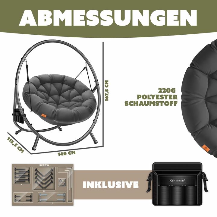Image du produit Kesser Fauteuil suspendu avec support (150 kg)