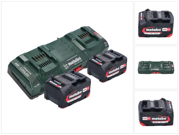 Produktbild Metabo Basis Set 2x Li-Power Akkupack 18 V 4,0 Ah CAS Li-Ion Akku ( 2x 625027000 ) + ASC 145 DUO Dop (18 V)