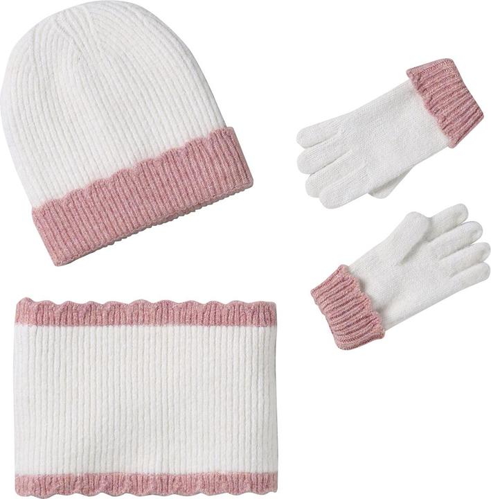 Actual product image Vertbaudet Set aus Mütze, Rundschal & Handschuhe mit Muschelsaum, Mädchen (128, 140)