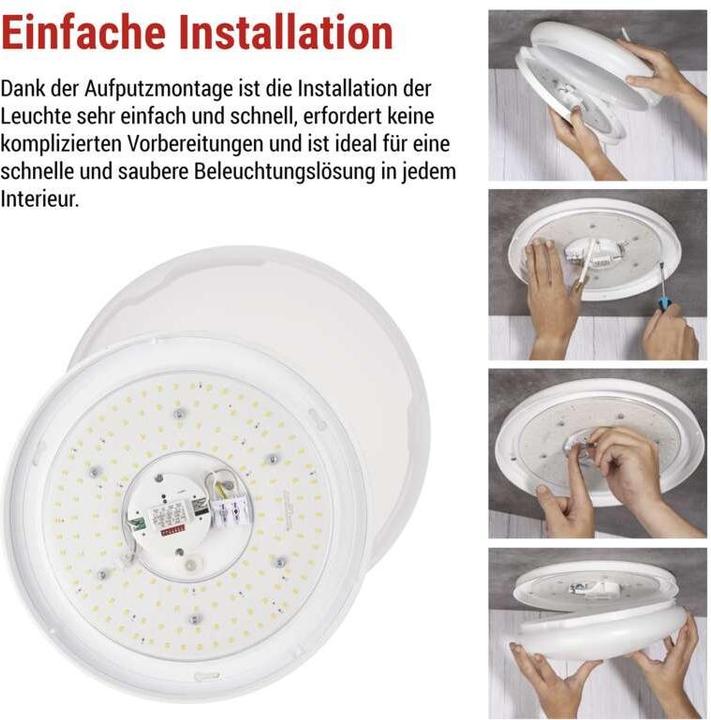 Produktbild Emos LED-Deckenleuchte TIVI, A CLASS, MW sensor, rund weiss 12,5W, IP44, Neutral Weiss (2100 lm)