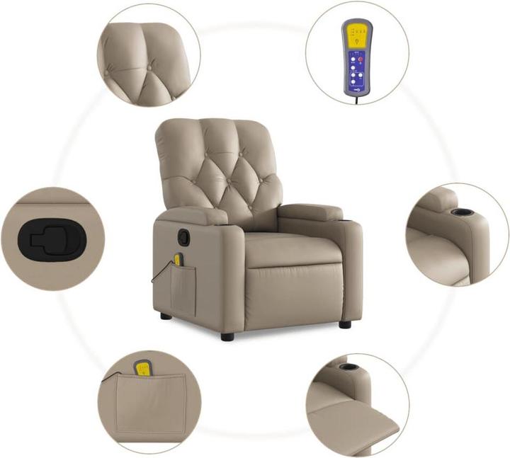Produktbild VidaXL Massagesessel Fernsehsessel Relaxsessel Cappuccino-Braun Kunstleder
