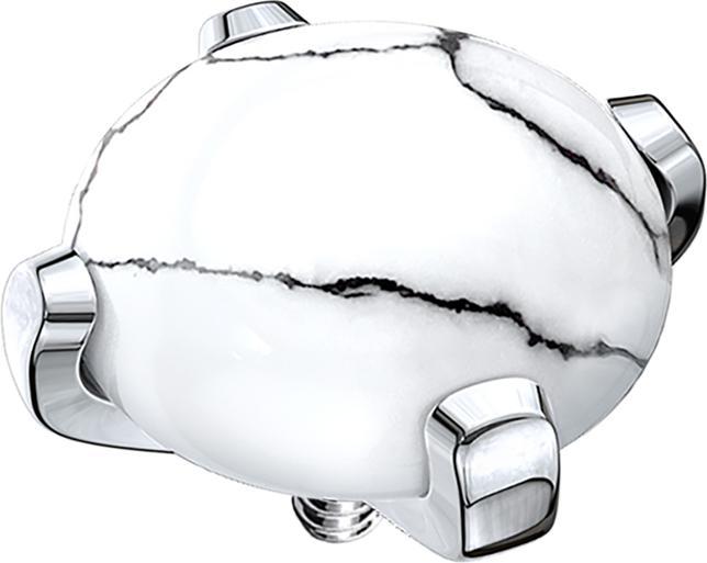 Produktbild Star Piercing Dermal Anchor Kuppel mit Howlite Stein (ohne Messing, Mineralisch, Chirurgenstahl 316L)