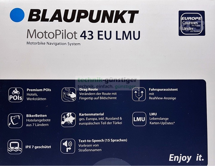 Produktbild Blaupunkt MotoPilot 43 EU LMU, Motorrad, Fussgänger Navigationsgerät (4.30")