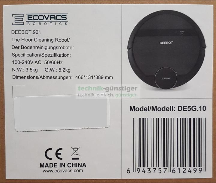 Actual product image Ecovacs Robotics Deebot 901 (Robot vacuum)
