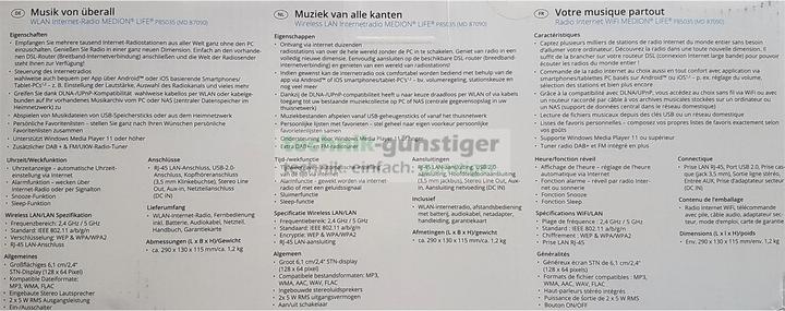 Image du produit Medion P85035 (MD87090) Radio Internet avec DAB+, FM, noir (FM, DAB+ DAB, WiFi)