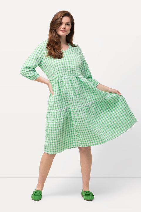 Produktbild Ulla Popken Tunika-Midikleid, Bubble-Qualität, V-Ausschnitt, 3/4-Arm (50, 52)