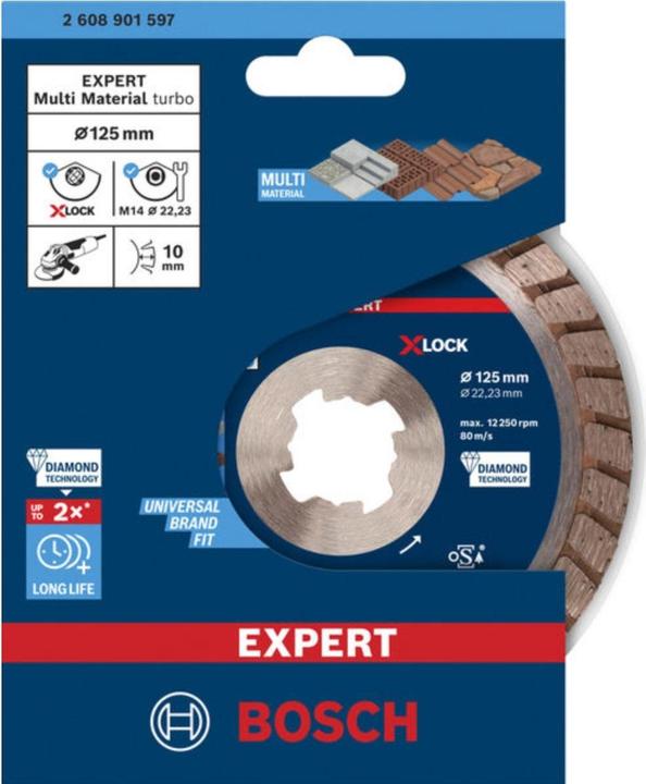 Produktbild Bosch Professional Zubehör Expert MultiMaterial X-LOCK Diamanttrennscheiben, 125 x 22,23 x 2,4 x 12 mm