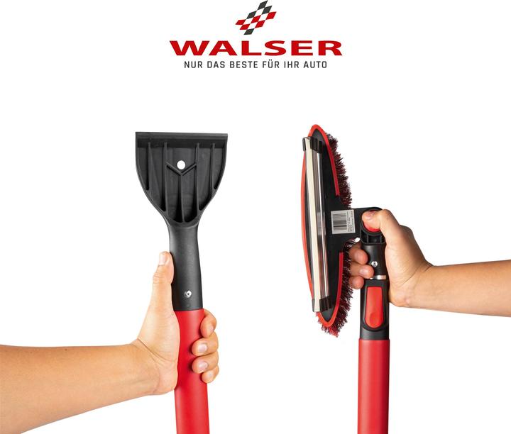 Produktbild CarComfort Schneebesen mit Eiskratzer, Auto-Eisschaber teleskopierbar 92-132 cm rot/schwarz