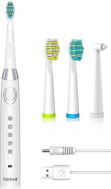 Fairywill Sonic toothbrush with head set 508 (White) (Schallzahnbürste)