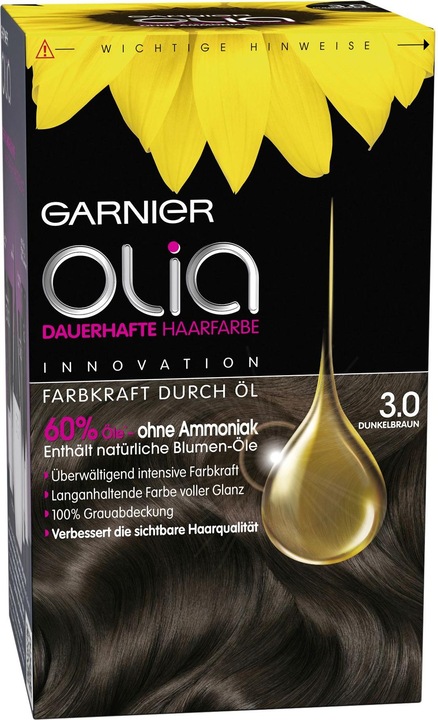 Garnier Olia, 3,0 dunkelbraun, Haarfarbstoff (3.0, Dunkelbraun)