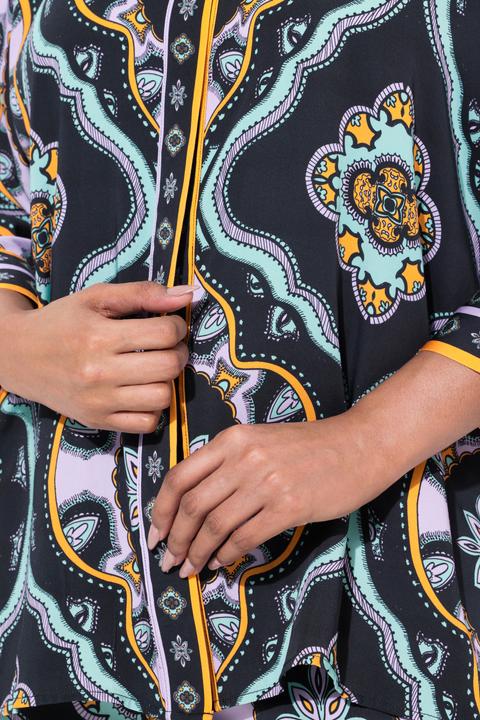 Produktbild Ulla Popken Bluse, Ornamente, oversized, Hemdkragen, 3/4-Arm (58)