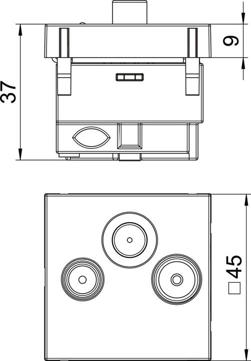 Produktbild OBO Bettermann OBO ANT-3SD SWGR1 Antennensteckdose Stichdose, Radio - TV - SAT 45x45mm schwarzg (Antennendose)