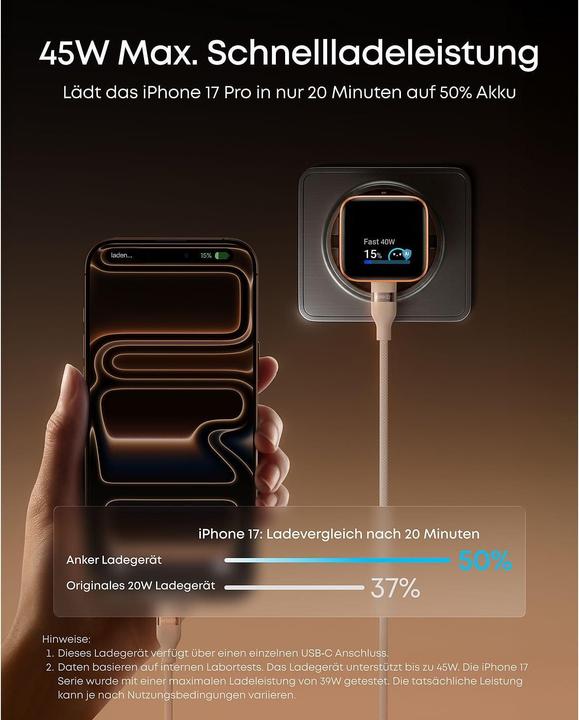 Image du produit Anker Chargeur d'écran intelligent (45 W, 1 portion)
