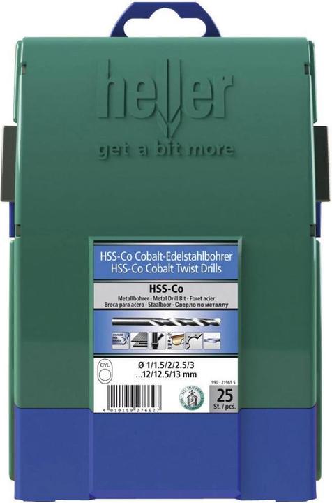 Produktbild Heller HSS Metall-Spiralbohrer-Set 25 (1 mm, 1.5 mm, 10 mm, 10.5 mm, 11 mm, 11.5 mm, 12 mm, 12.5 mm, 13 mm, 2 mm, 2.5 mm, 3 mm, 3.5 mm, 4 mm, 4.5 mm, 5 mm, 5.5 mm, 6 mm, 6.5 mm, 7 mm, 7.5 mm, 8 mm, 8.5 mm, 9 mm, 9.5 mm)