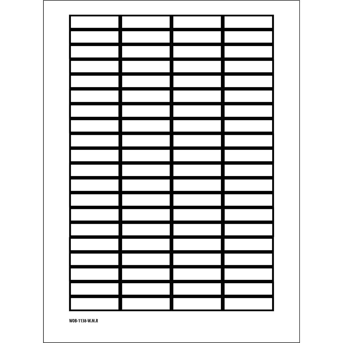 Brady, Etiketten, B-500, WOB-1138-W.M.R., BESCHRIFTBARE Etiketten, Vinylgewebe, Weiss mit schwarzem Rand, 11 x